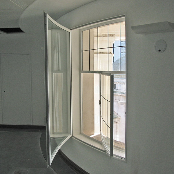Curved on plan secondary glazing Baskerville House