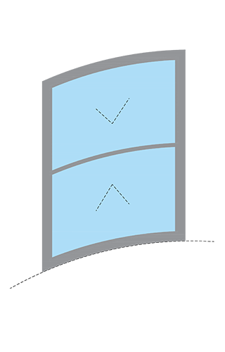 Selectaglaze curved on plan secondary glazing - vertical sliding