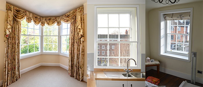 Box sash windows treated with Selectaglaze vertical sliding secondary glazing