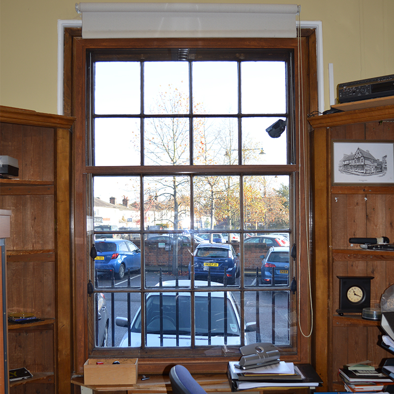 Braintree Town Hall administration office with thermally enhancing wood grain effect Selectaglaze secondary glazing
