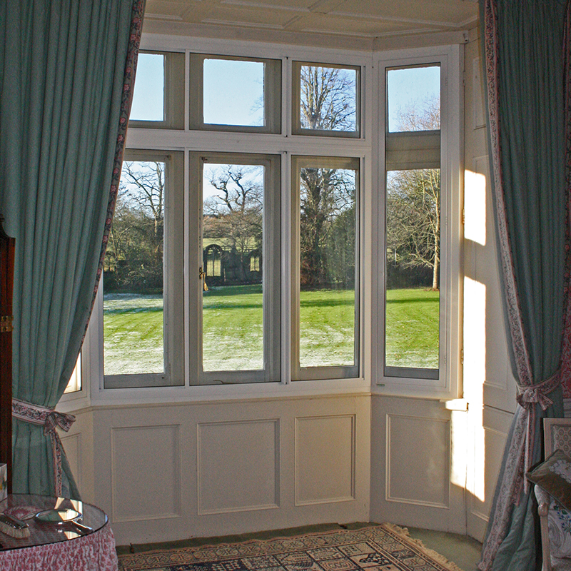 Grade II* Listed Denton House ground floor bay window with secondary glazing