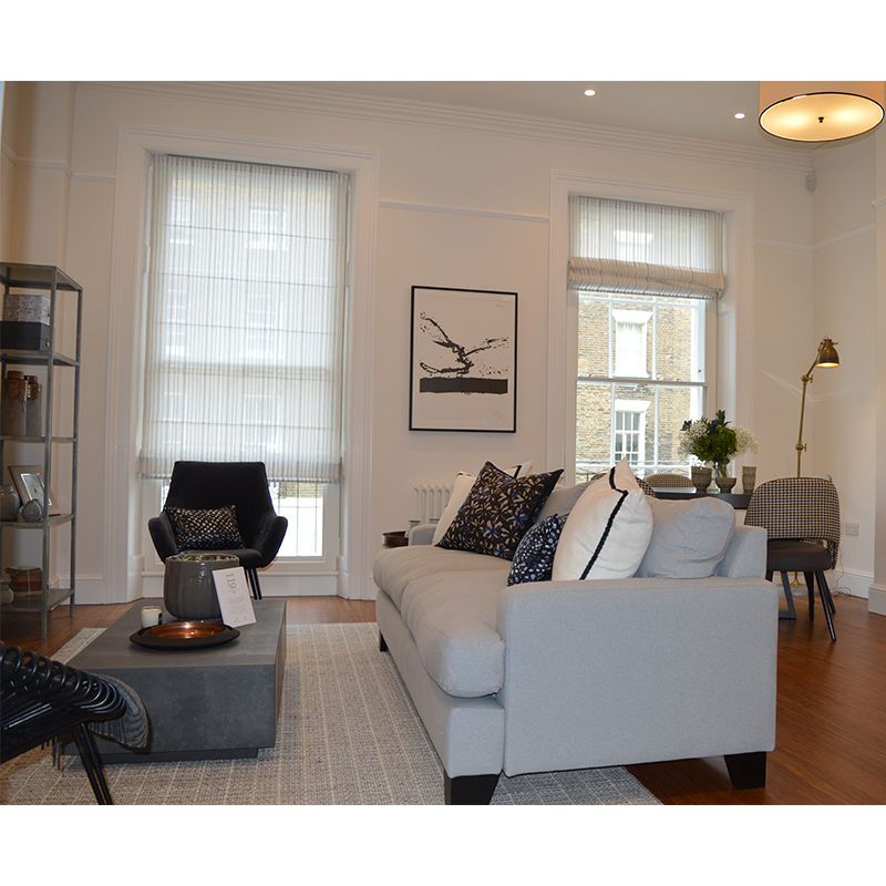 119 Ebury Street living room. Large sash windows with thermally enhanced secondary glazing with Spacia glass