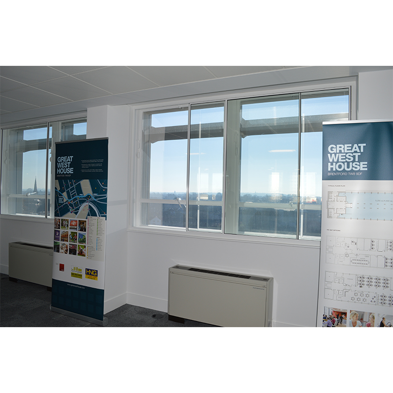 Windows with secondart glazing to help improve the thermal and acoustic performance in the marketing suite 6th floor