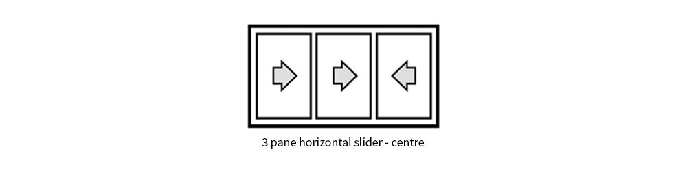 Horizontal sliding 3 pane centre style