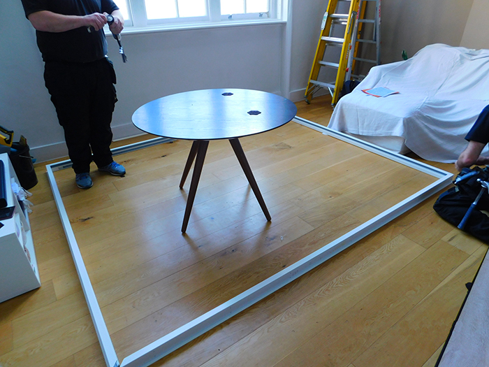 The series 80 secondary glazed frame being assembled in the flat prior to fixing onto the timber sub frame.