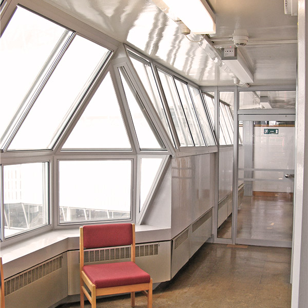 Raked and shaped secondary glazing Seeley Library