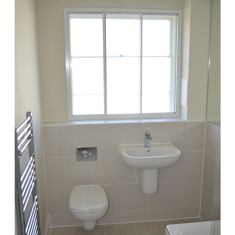 Selectaglaze obscurity secondary glazing to add privacy and thermal improvements in a bathroom in a Grade II Listed apartment.