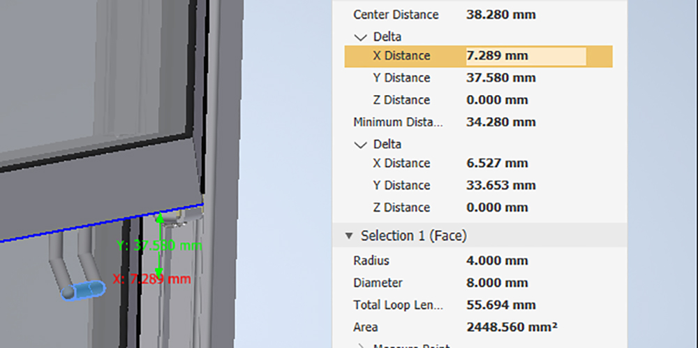 CAD image of Series 20 vertical sliding with the D handles fitted to the bottom of the top sash