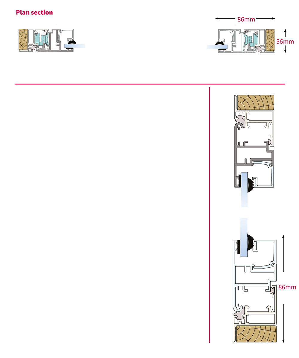 Selectaglaze secondary glazing Series 41 heavy duty lift-out section diagrams