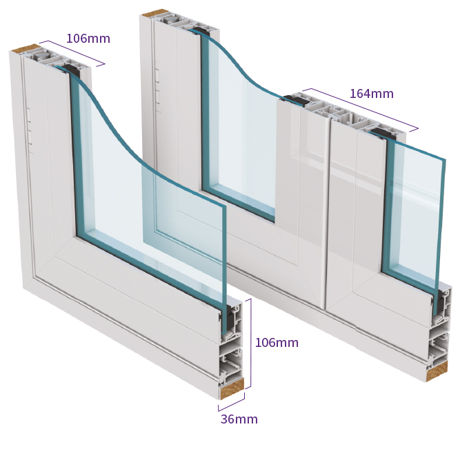 Series 50 side hung casement secondary glazing isometric