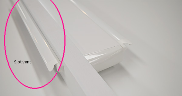 Image showing the slot vent to be used with an acoustic ventilator as a solution to reduce its size to fit with secondary glazing