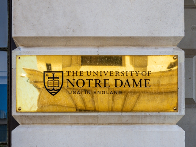 Gold plaque University of Notre Dame