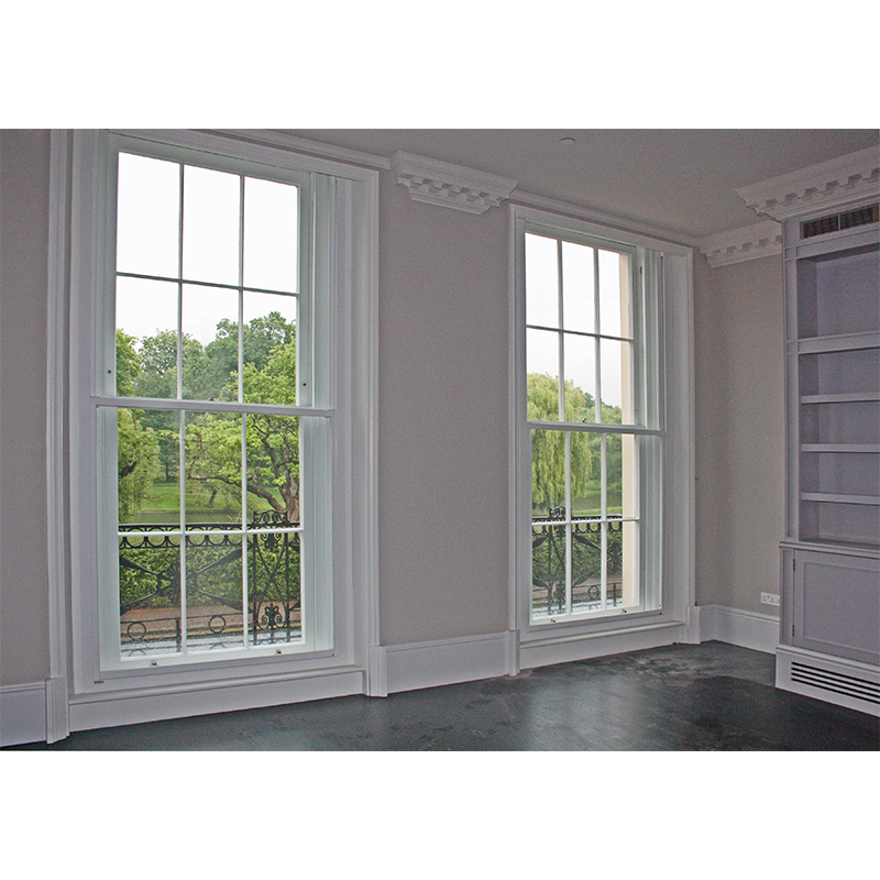 Cornwall Terrace living room with large secondary glazed vertical sliding units