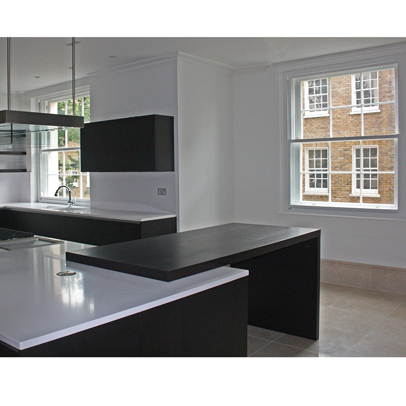 Kitchen with secondary glazing in Grade 1 Listed regency apartment