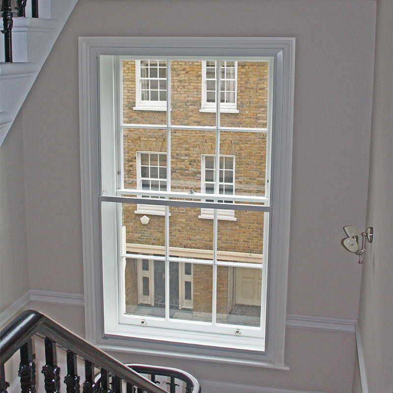 Secondary glazing in the stairwell - Cornwall Terrace