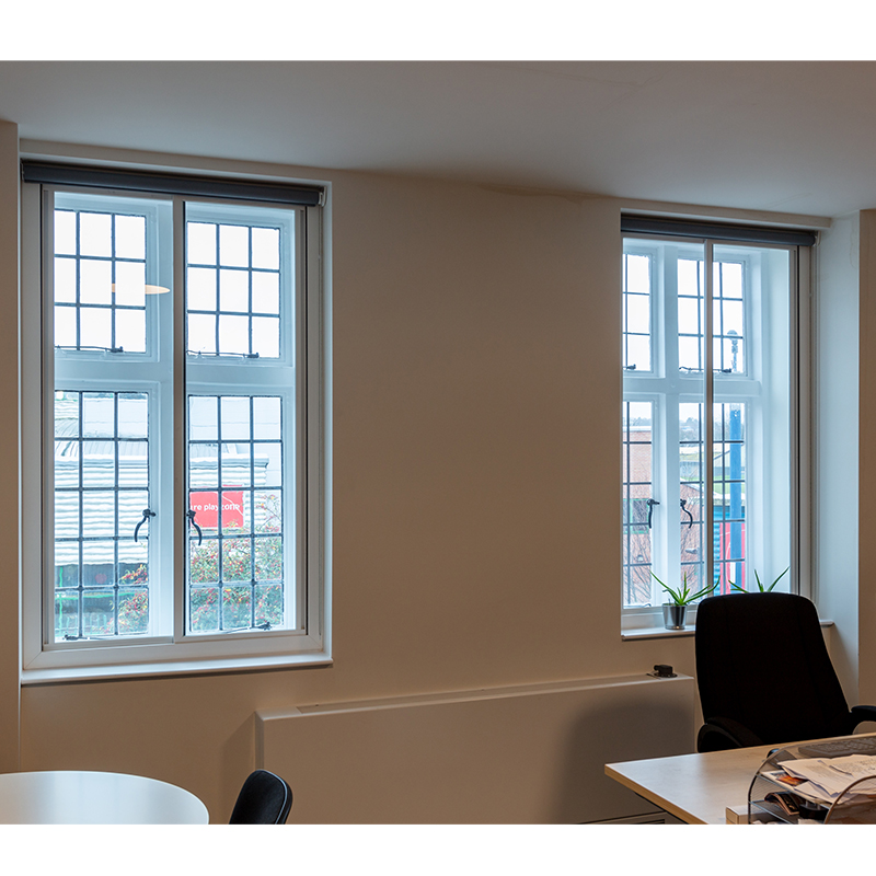 An office in The Fellowship and Star with Selectaglaze Series 15 horizontal sliding secondary double glazing