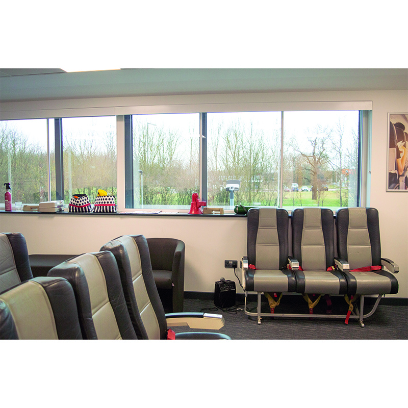 Flight attendant simulation room at Stanstead Airport College with Seleectaglaze Series 10 horizontal sliding