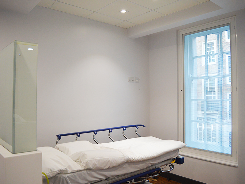 Hinged casement secondary glazing with integral blinds at Fortius clinic, Bentinck Street