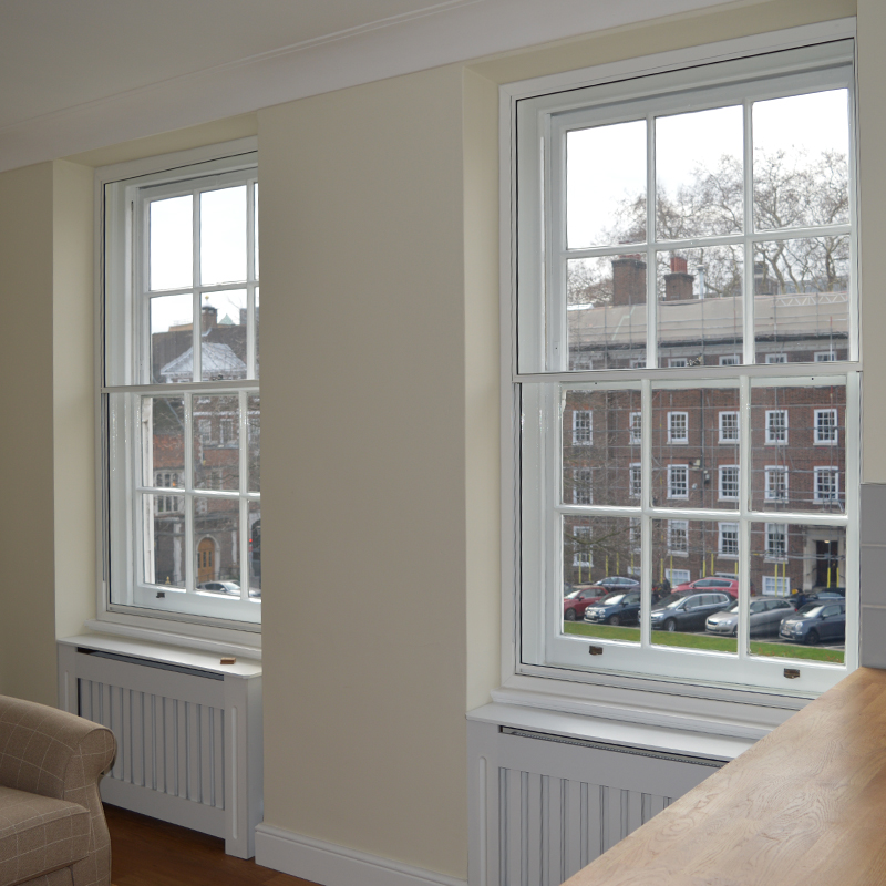 Window soundproofing with secondary glazing in Grays Inn living room
