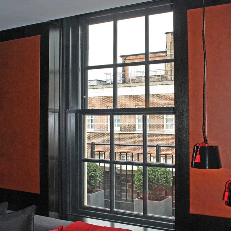 Sash window insulation at Grosvenor House - series 60 tilt in secondary glazing