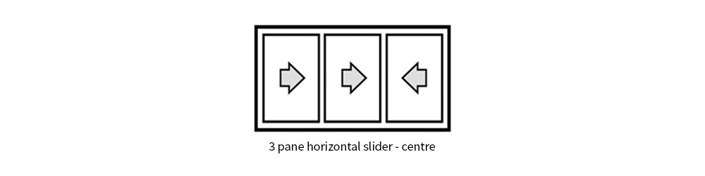 Horizontal sliding 3 pane centre style