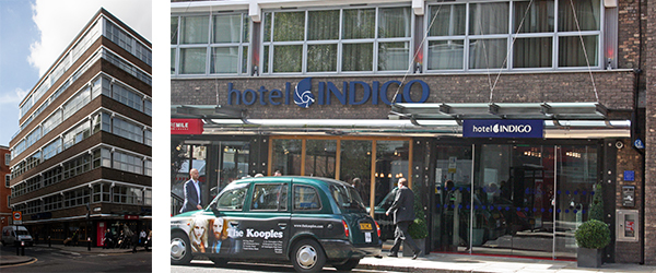 The Indigo Hotel part of the IHG chain in the Minories