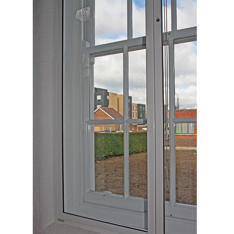 Quiet environment for study achieved with secondary glazing hinged casement at University of Reading