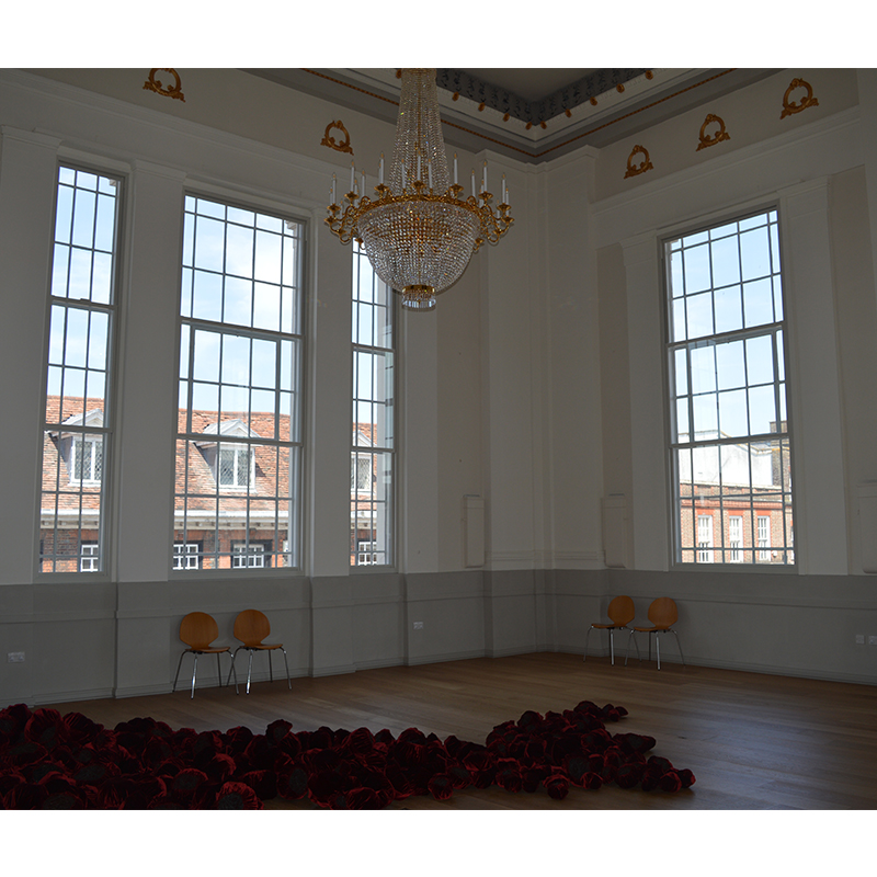 Selectaglaze Series 90 veritcal sliding tripartite seconday glazing in the Assembly Room at St Albans Museum and Town Hall