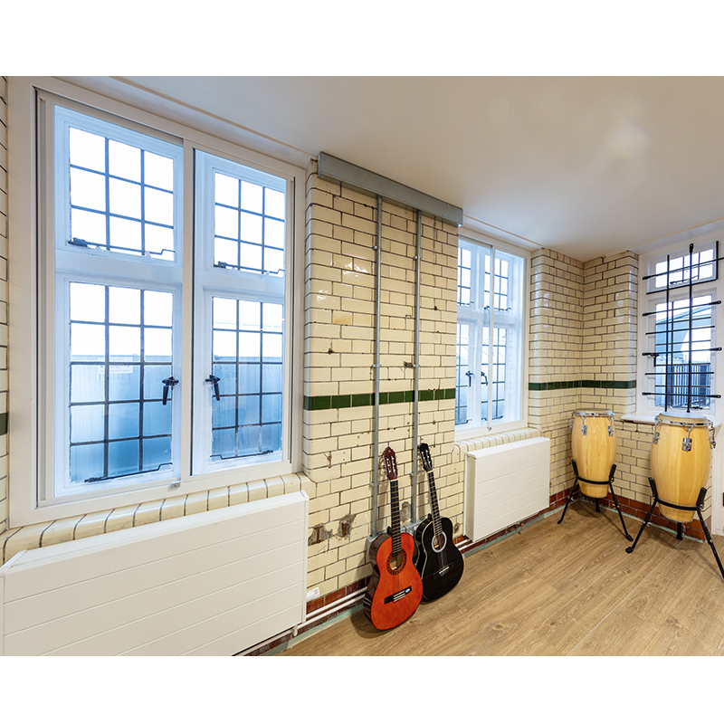 A music rehearsal room for Lewisham Music, based in the Fellowship and Star, Bellingham. With Selectaglaze acoustic secondary double glazing to prevent noise breakout.