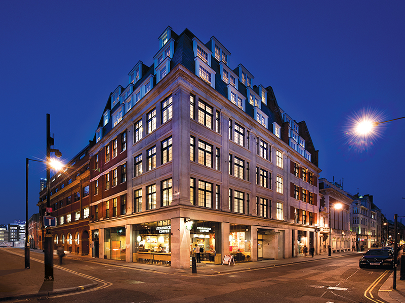 Paramount House Soho at dusk