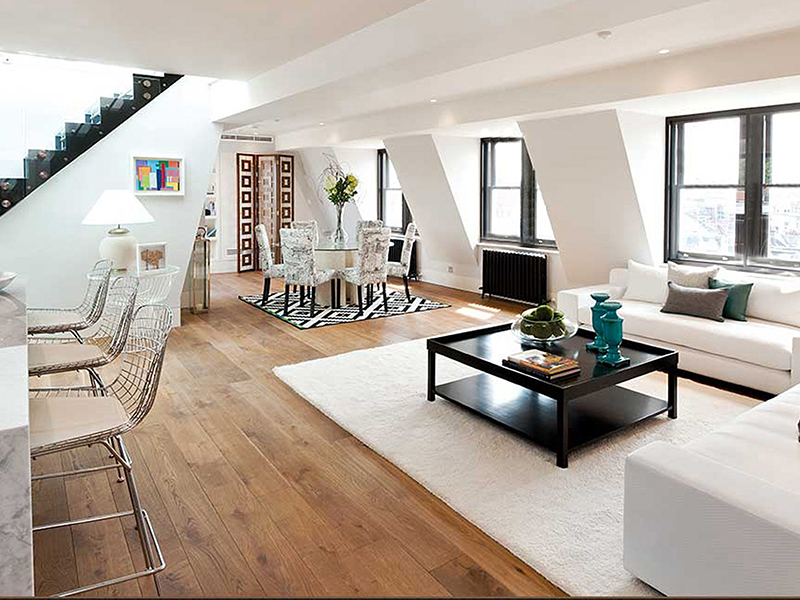 Living room in Paramount House with thermal enhancing glazing