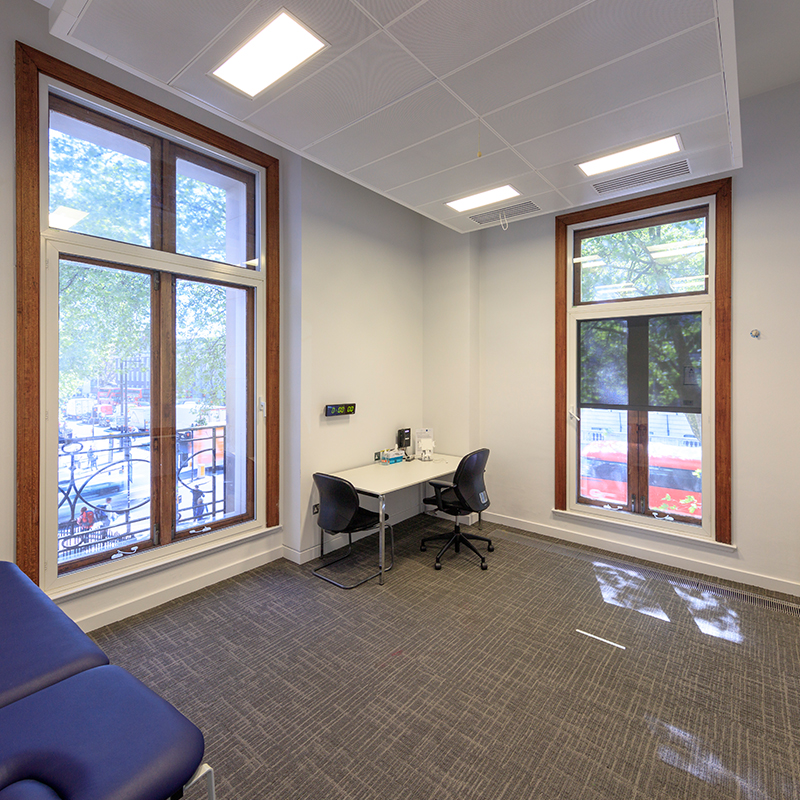 Royal College of General Practitioners with secondary glazing in the exam rooms overlooking Euston Road