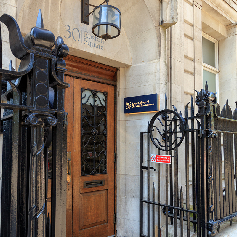 External facade of Royal College of General Practitioners (RCGP) 30 Euston Square