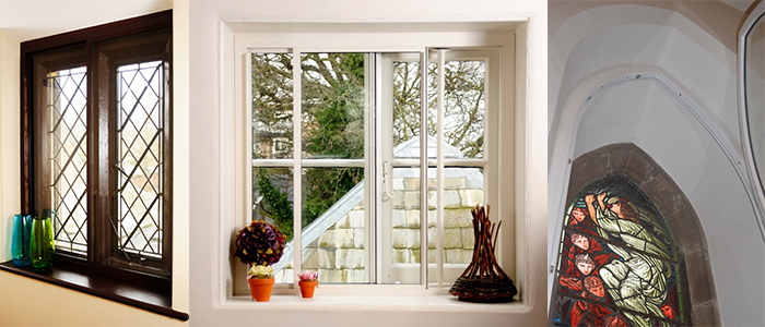 Secondary glazing installed in deep window reveals