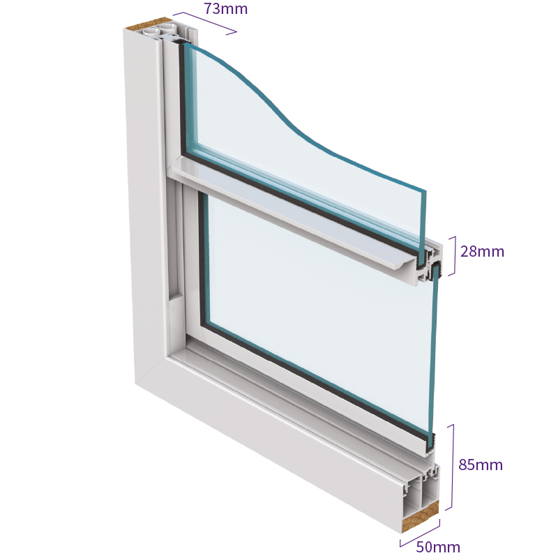 Series 25 Mid-range vertical sliding secondary glazing isometric