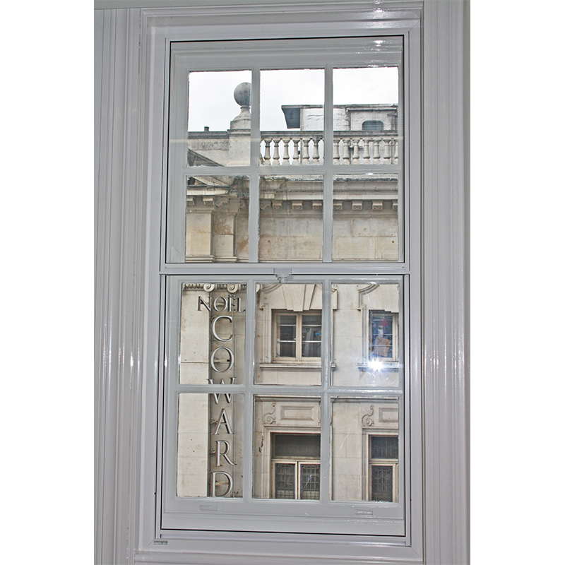 St Martins Lane Series 20 installation: Vertical sliding secondary glazing unit