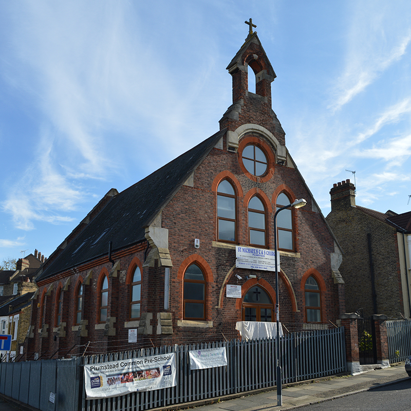 External view of St Michaels church with secondary glazing in South London