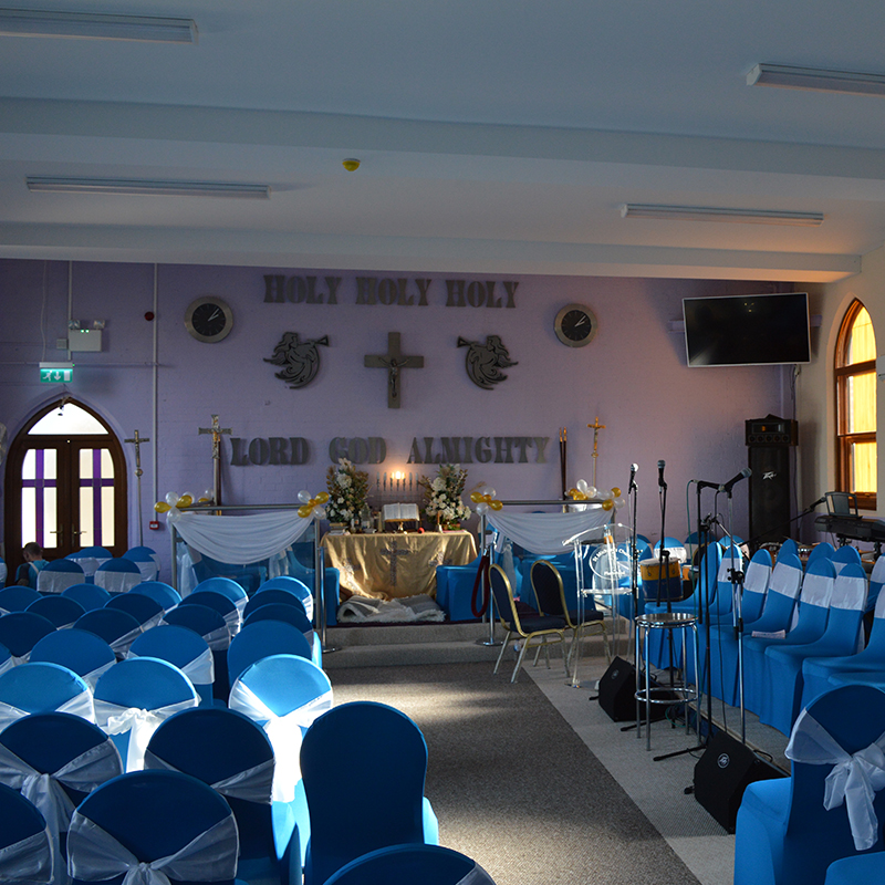 A view down the nave to the alter at St Michaels church