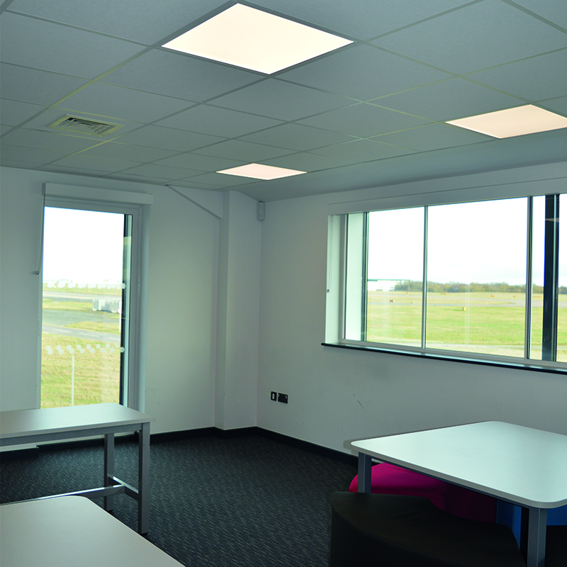 Selectaglaze acoustic secondary glazing in a teaching room at Stansted Airport College