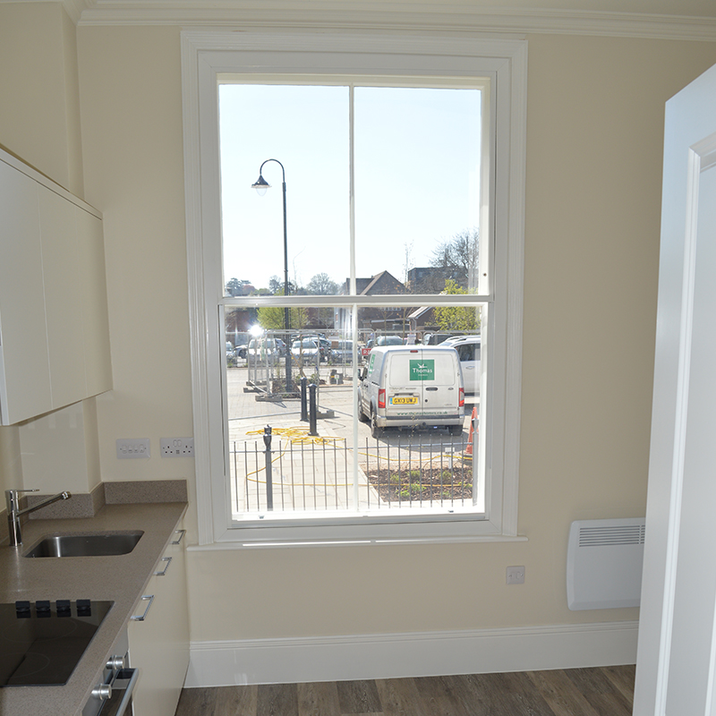 Noise reducing secondary glazing in the kitchen of a Listed Georgian Property