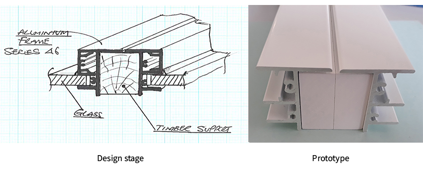 Timber support mullion diagram and prototype