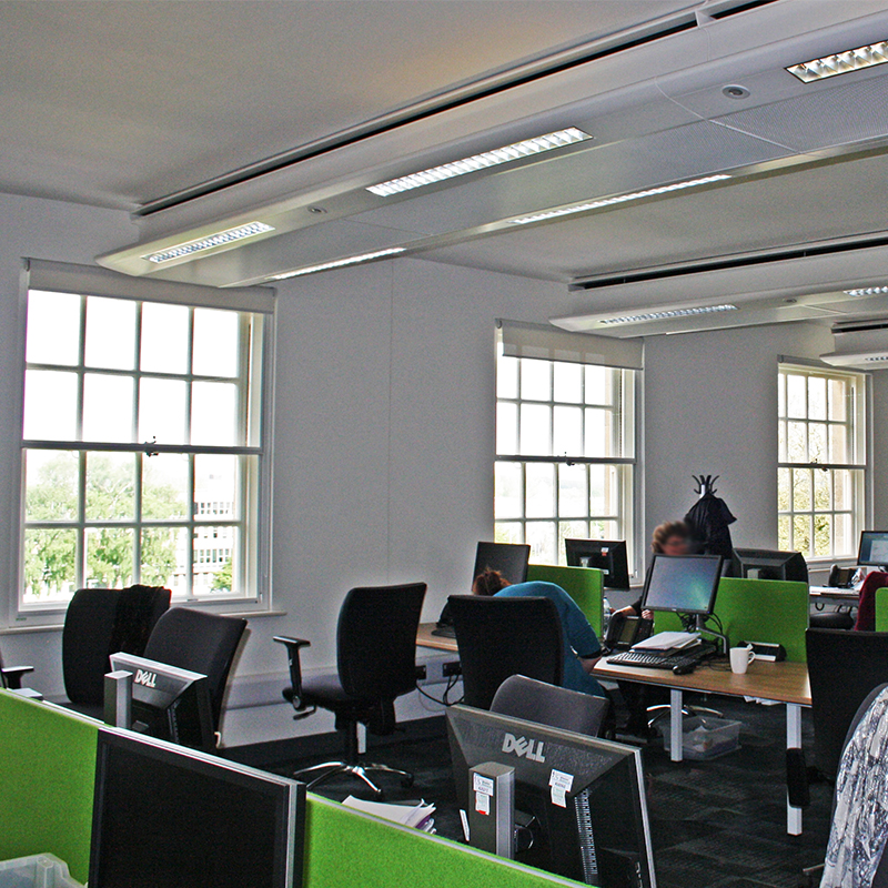 Open plan office at Wiltshire County Hall with Selectaglaze secondary glazing