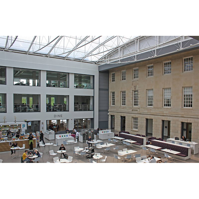 Old and new atrium at Wiltshire County Hall - BREEAM excellent rated